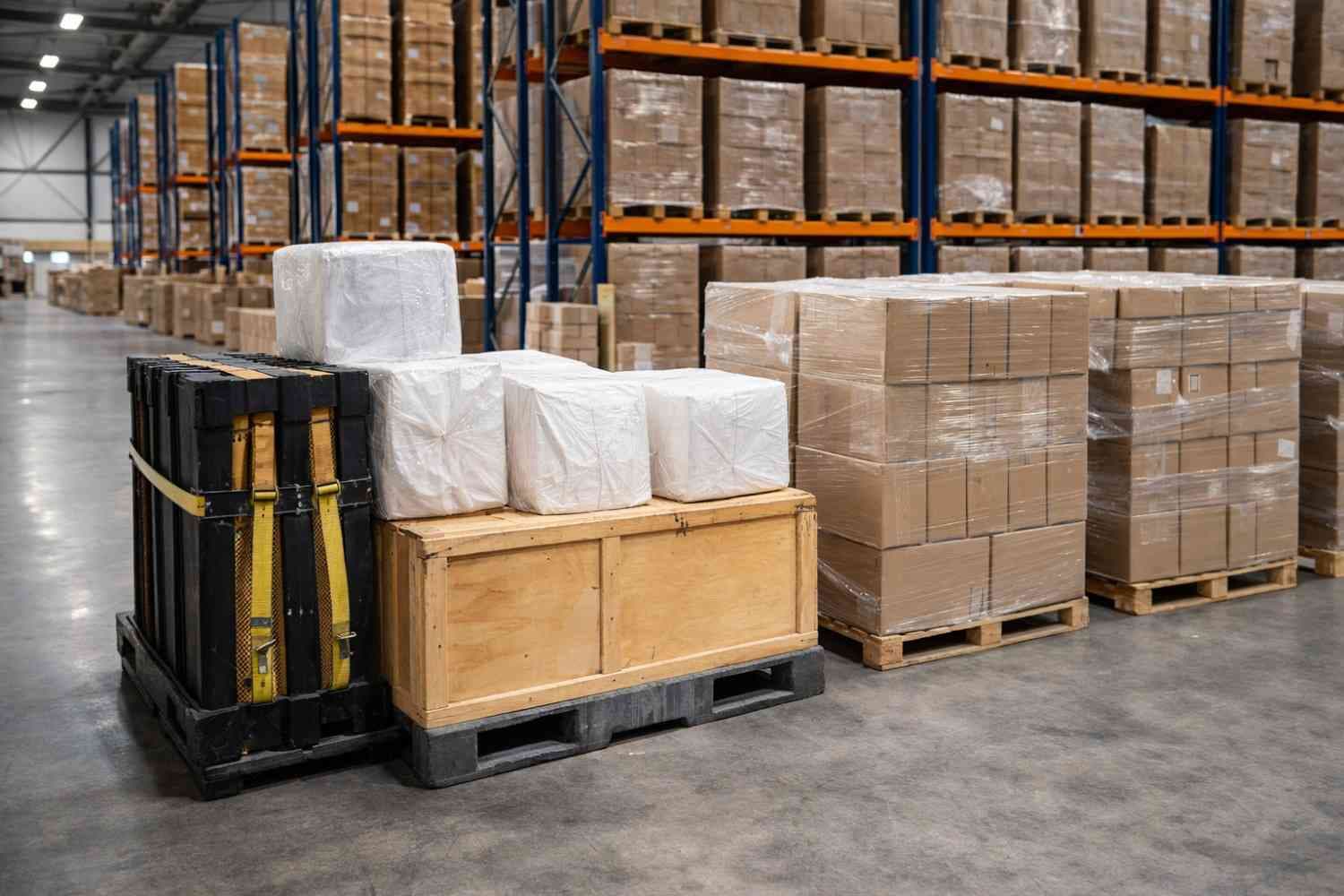 Climate-controlled storage units stacked neatly inside a secure Mangalore warehouse facility